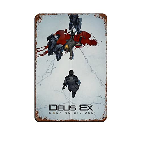 Deus Ex Mankind geteiltes Spiel 6 Retro-Poster Metall-Blechschild Chic Art Retro Eisen Malerei Bar Menschen Höhle Cafe Familie Garage Poster Wanddekoration 20 x 30 cm von RIELLI