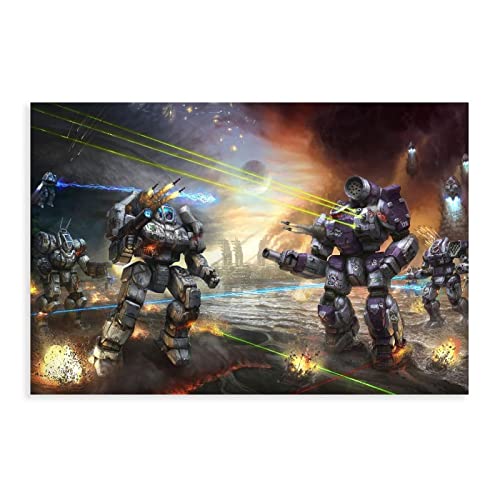 RIELLI Battletech Spiel 10 Leinwand-Poster, Wandkunst, Dekoration, Druck, Bild, Gemälde für Wohnzimmer, Schlafzimmer, Dekoration, Rahmen: 50 x 75 cm von RIELLI