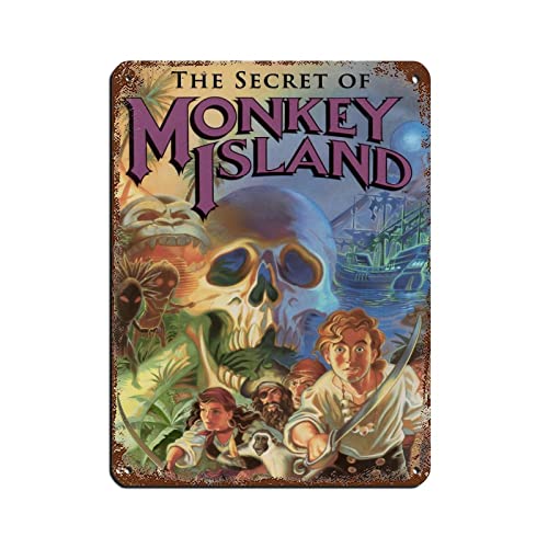 RIELLI Blechschild "The Secret of Monkey Island", Vintage-Metall, Pub, Club, Café, Bar, Zuhause, Wandkunst, Dekoration, Poster, Retro, 30 x 40 cm von RIELLI