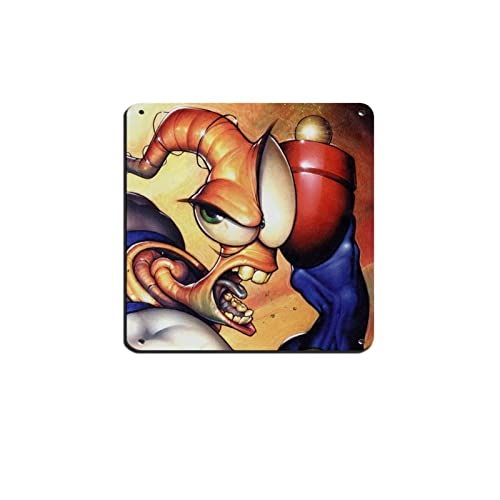 RIELLI Earthworm Jim Game 16 Blechschild Vintage Metall Pub Club Cafe Bar Home Wandkunst Dekoration Poster Retro 30 x 30 cm von RIELLI