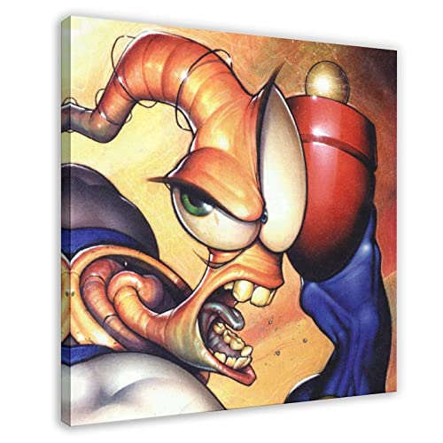RIELLI Earthworm Jim Game 16 Leinwand-Poster, Schlafzimmer, Dekoration, Sport, Landschaft, Büro, Raumdekoration, Geschenkrahmen: 30 x 30 cm von RIELLI