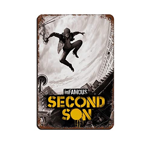 RIELLI Infamous Second Son Game 1 Retro Poster Metall Blechschild Chic Art Retro Eisen Malerei Bar Menschen Höhle Cafe Familie Garage Poster Wanddekoration 20 x 30 cm von RIELLI