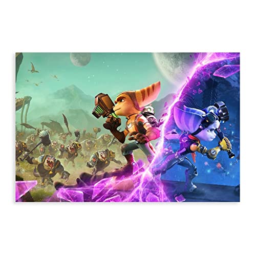 RIELLI Ratsche und Clank Spiel 17 Leinwand Poster Wandkunst Dekor Druck Bild Gemälde für Wohnzimmer Schlafzimmer Dekoration Rahmen: 30 x 45 cm von RIELLI