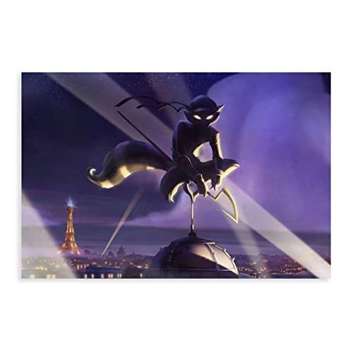 RIELLI Sly Cooper Thieves in Time Spiel 1 Leinwandposter Wandkunst Dekor Druck Bild Gemälde für Wohnzimmer Schlafzimmer Dekoration Rahmen: 40 x 60 cm von RIELLI