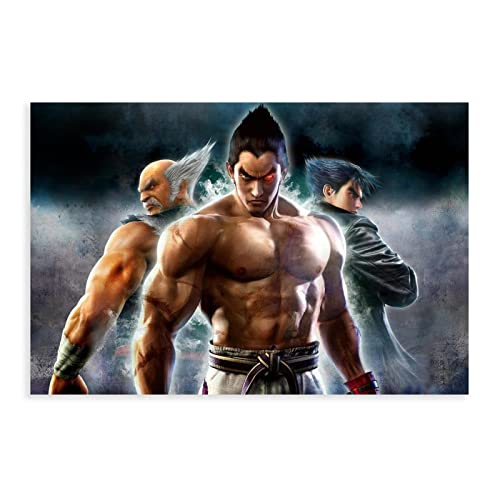 RIELLI Tekken Spiel Leinwand Poster Wandkunst Dekor Druck Bild Gemälde für Wohnzimmer Schlafzimmer Dekoration Rahmen: 50 x 75 cm von RIELLI