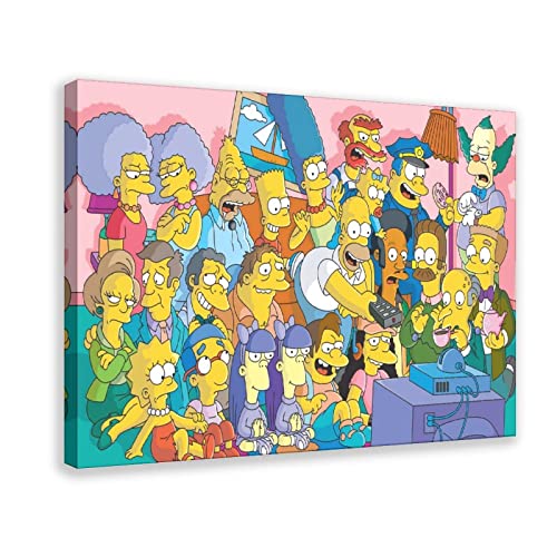 RIELLI The Simpsons Game Leinwand-Poster, Wandkunst, Dekoration, Bild, Gemälde für Wohnzimmer, Schlafzimmer, Dekorationsrahmen: 30 x 45 cm von RIELLI