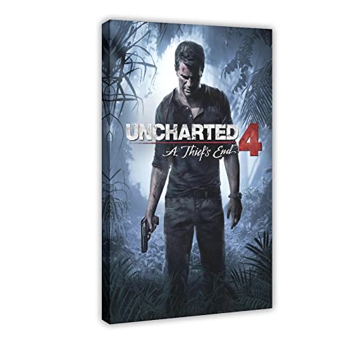 RIELLI Uncharted 4 A Thief's End Game Leinwand Poster Wandkunst Dekor Druck Bild Gemälde für Wohnzimmer Schlafzimmer Dekoration Rahmen: 60 x 90 cm von RIELLI