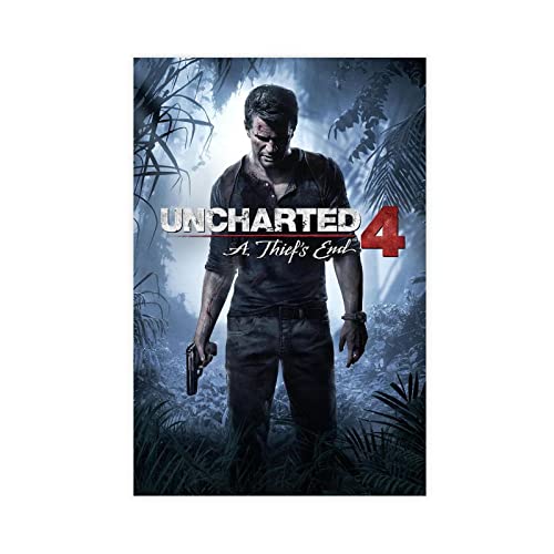 RIELLI Uncharted 4 A Thief's End Game Leinwand Poster Wandkunst Dekor Druck Bild Gemälde für Wohnzimmer Schlafzimmer Dekoration Rahmen: 60 x 90 cm von RIELLI