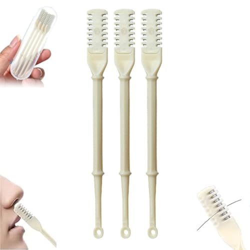 RIEONA 2 in 1 Nasenhaarschneider, Manueller Nasenhaarschneider, 360° Drehbarer Nasenhaarrasierer Cutter, Tragbares Nasenhaarmesser Manueller Nasenhaarschneider mit Ohrpickel(Beige) von RIEONA