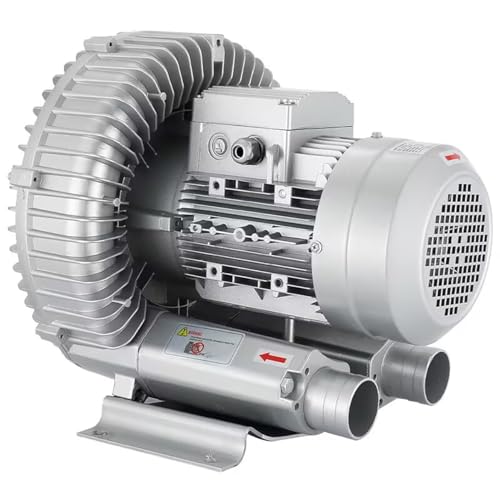RIEONA Einphasiges Turbinengebläse (Typ mit großem Luftstrom), regeneratives 110-V-120-W-Gebläse, industrielle Vakuumpumpe, einphasiges Hochdruck-Vortex-Ringgebläse von RIEONA