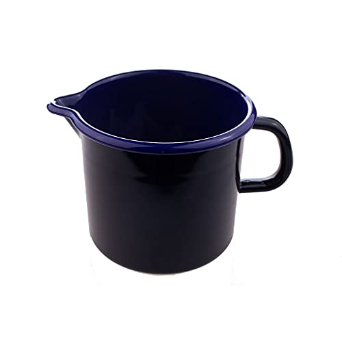 Riess, 0040-025, Schnabeltopf schwarz-blau 12, CLASSIC - HOTEL PROFI SCHWARZ/ BLAU, Durchmesser 12 cm, Höhe 11.5 cm, Inhalt 1 Liter, Emaille, Krug, Milchtopf, Induktion von Riess