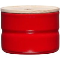 Riess-kelomat - Riess Vorratsdose mit Eschenholzdeckel Ø8cm 0,19L Tomato Emaille von RIESS-KELOMAT