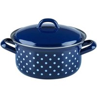Riess-kelomat - Riess Casserole avec couvercle Ø16cm 1 litre émail Country Dirndl bleu à pois von RIESS-KELOMAT