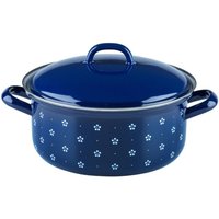 Riess-kelomat - Riess Kasserolle mit Deckel Ø20cm 2 Liter Emaille Country Dirndl Blümchenblau von RIESS-KELOMAT