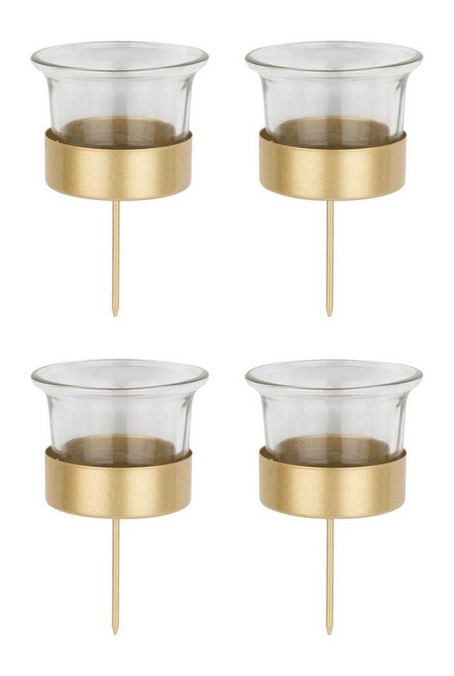 RIFFELMACHER & WEINBERGER Adventsleuchter Adventskerzenhalter 4er Set, Goldenes Glas, Ø 6× von RIFFELMACHER & WEINBERGER