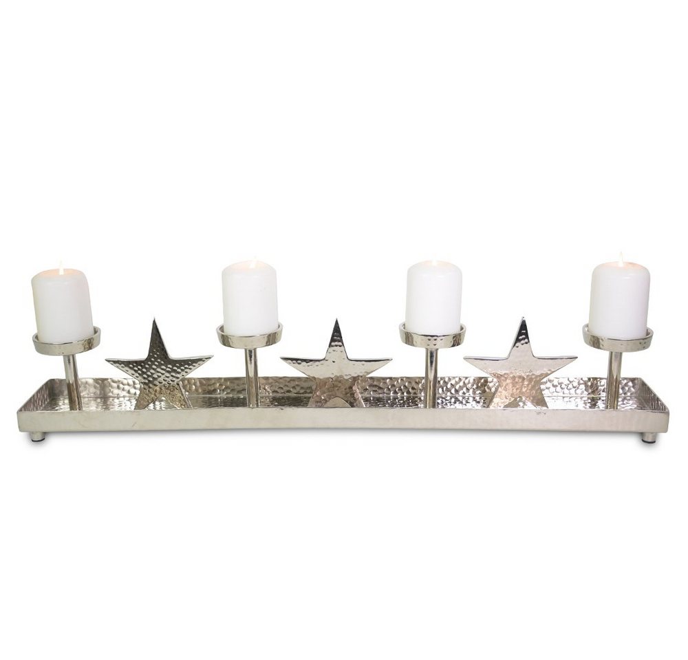 RIFFELMACHER & WEINBERGER Adventsleuchter Silberner Adventskerzenhalter mit Sternen 70x11x12 RIFFELMACHER & WEINBERGER Adventsleuchter Silberner Adventskerzenhalter mit Sternen 70x11x12 von RIFFELMACHER & WEINBERGER