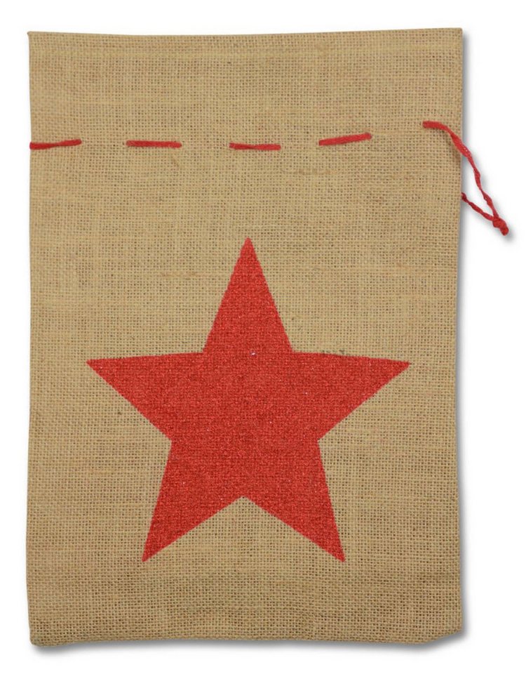 RIFFELMACHER & WEINBERGER Christbaumschmuck Nikolaus Jutesack 25x35 cm Stern 19160, Natur Rot von RIFFELMACHER & WEINBERGER