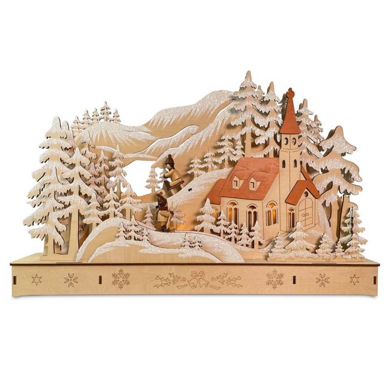 RIFFELMACHER & WEINBERGER Christbaumschmuck Schwibbogen 'Kirche mit Schlittenbahn' 44 x 29 cm von RIFFELMACHER & WEINBERGER