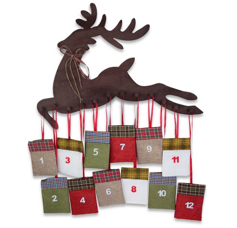 RIFFELMACHER & WEINBERGER Christbaumschmuck Riffelmacher Adventskalender Hirsch mit 24 Säckche von RIFFELMACHER & WEINBERGER