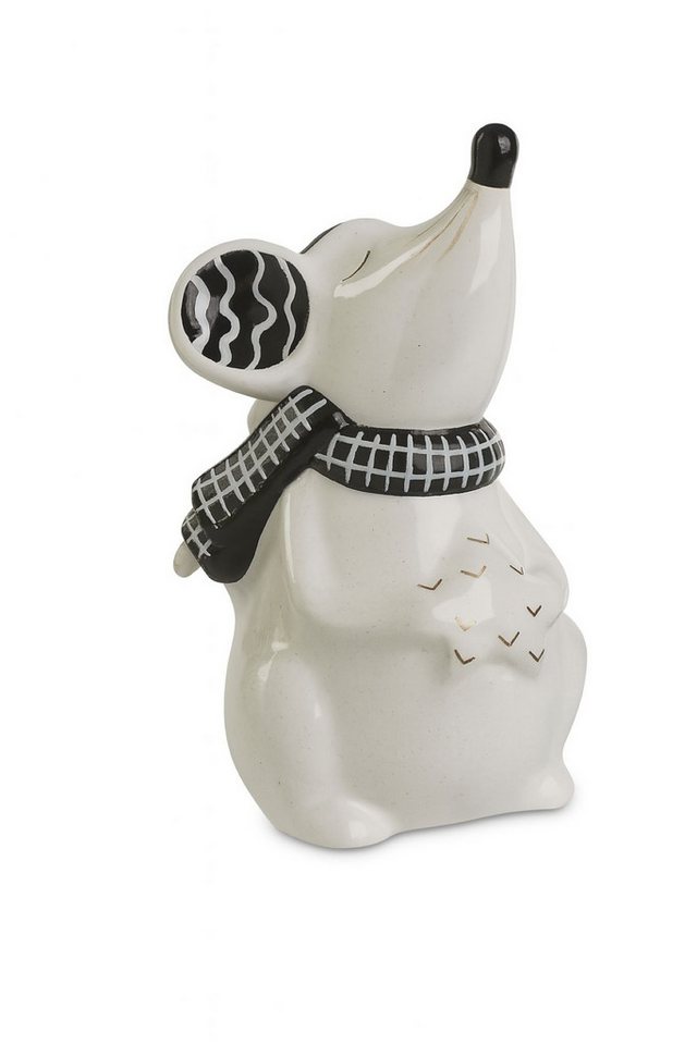 RIFFELMACHER & WEINBERGER Christbaumschmuck Deko Figur Maus mit Stern, 7,5x13 cm, Weiß Schwa von RIFFELMACHER & WEINBERGER