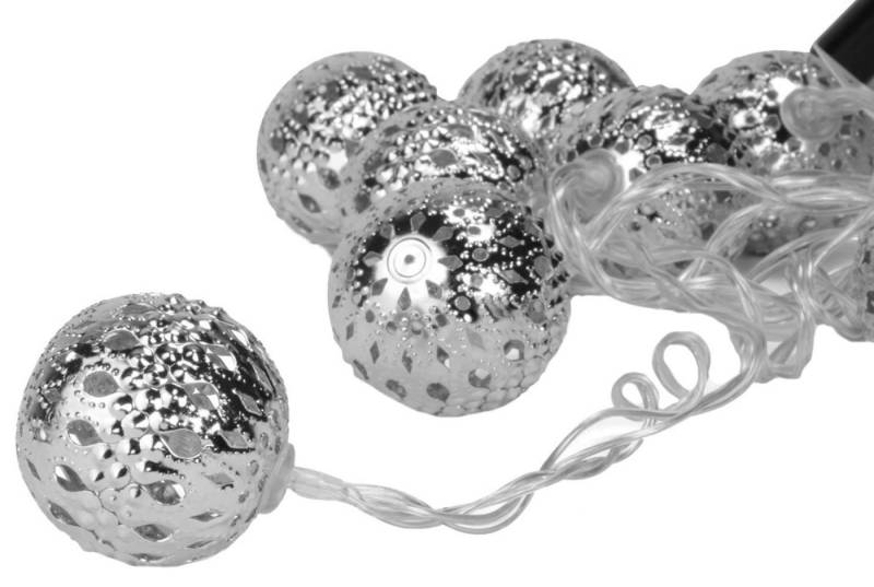 RIFFELMACHER & WEINBERGER Christbaumschmuck LED Kugel-Lichterkette 160cm - 10 Kugeln Silber von RIFFELMACHER & WEINBERGER