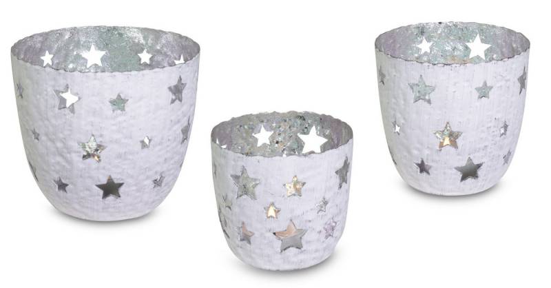 RIFFELMACHER & WEINBERGER Christbaumschmuck Windlichter 3er Set, Sterne Weiß Silber, Metall RIFFELMACHER & WEINBERGER Christbaumschmuck Windlichter 3er Set, Sterne Weiß Silber, Metall von RIFFELMACHER & WEINBERGER