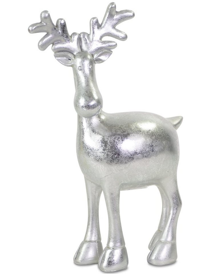 RIFFELMACHER & WEINBERGER Christbaumschmuck Silberne Dekofigur Rentier Hirsch 'Harry' Stehend von RIFFELMACHER & WEINBERGER