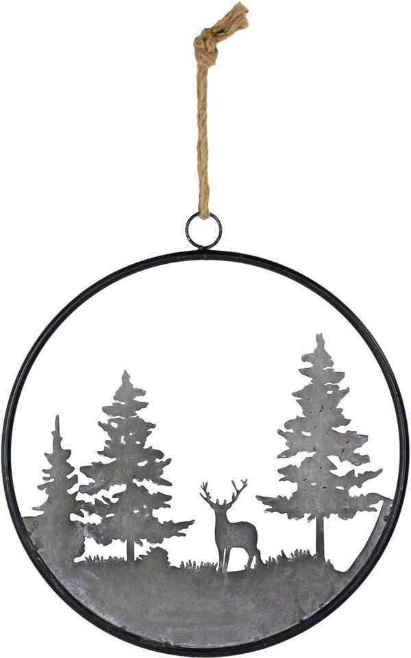 RIFFELMACHER & WEINBERGER Dekohänger Wald, Weihnachtsdeko, Dekoring, Metalldeko zu Weihnachten, Ø 33 cm von RIFFELMACHER & WEINBERGER