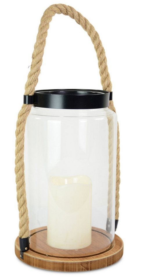 RIFFELMACHER & WEINBERGER Dekoobjekt Riffelmacher LED Glaslaterne mit Kordel und Holzso von RIFFELMACHER & WEINBERGER