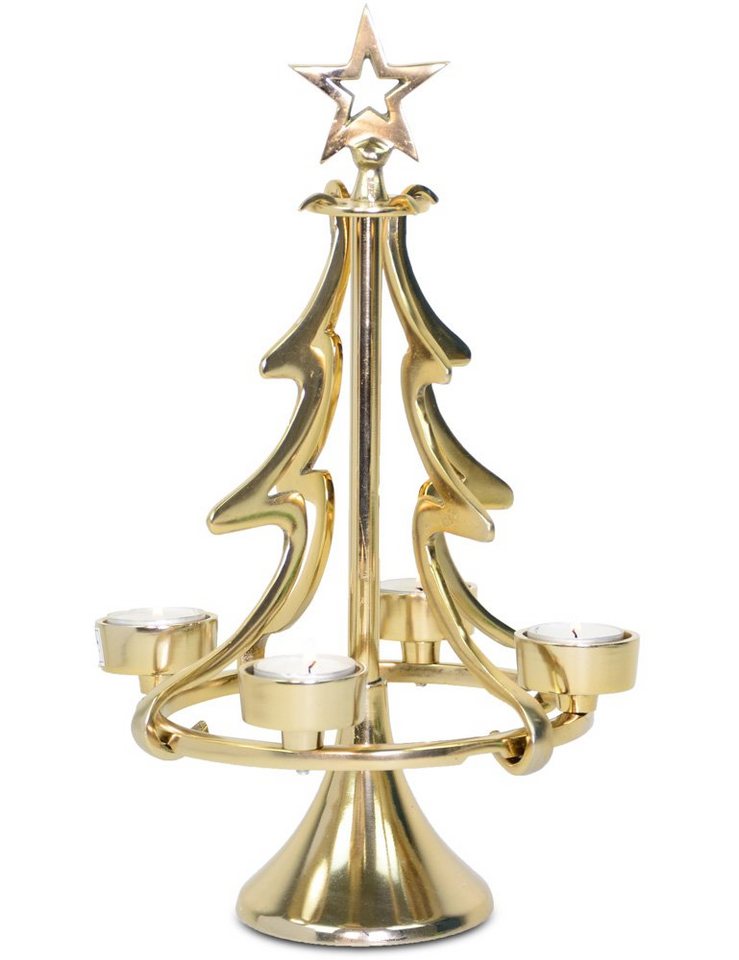 RIFFELMACHER & WEINBERGER Kerzenhalter Exklusiver Metall Kerzenständer Weihnachtsbaum, Silber oder Gold von RIFFELMACHER & WEINBERGER