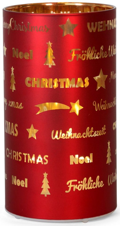 RIFFELMACHER & WEINBERGER LED Windlicht Fröhliche Weihnachten, LED fest integriert, Warmweiß, Weihnachtsdeko von RIFFELMACHER & WEINBERGER