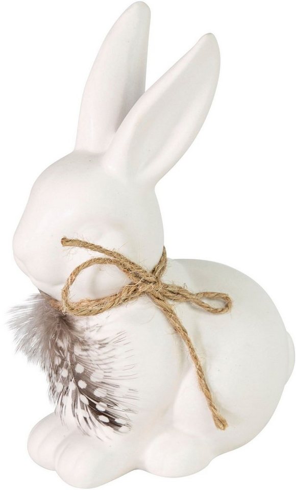 RIFFELMACHER & WEINBERGER Osterhase Hase sitzend (1 St), mit Federhalsband, Höhe ca. 18,5 cm von RIFFELMACHER & WEINBERGER