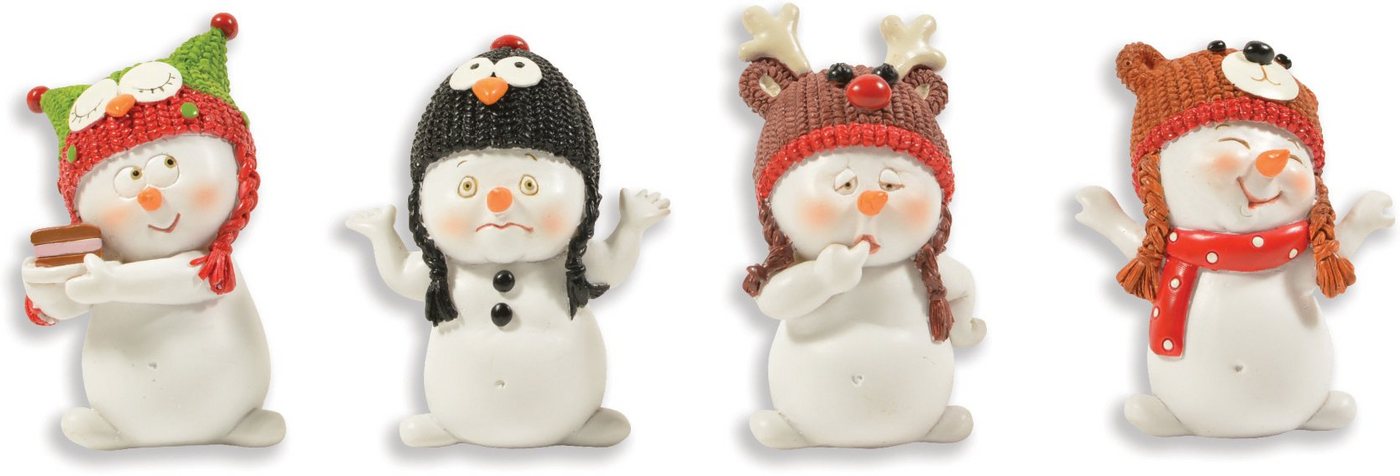 RIFFELMACHER & WEINBERGER Schneemann Weihnachtsdeko (Set, 4 St), mit bezaubernden Mützen, aus Polyresin, Höhe ca. 7 cm von RIFFELMACHER & WEINBERGER