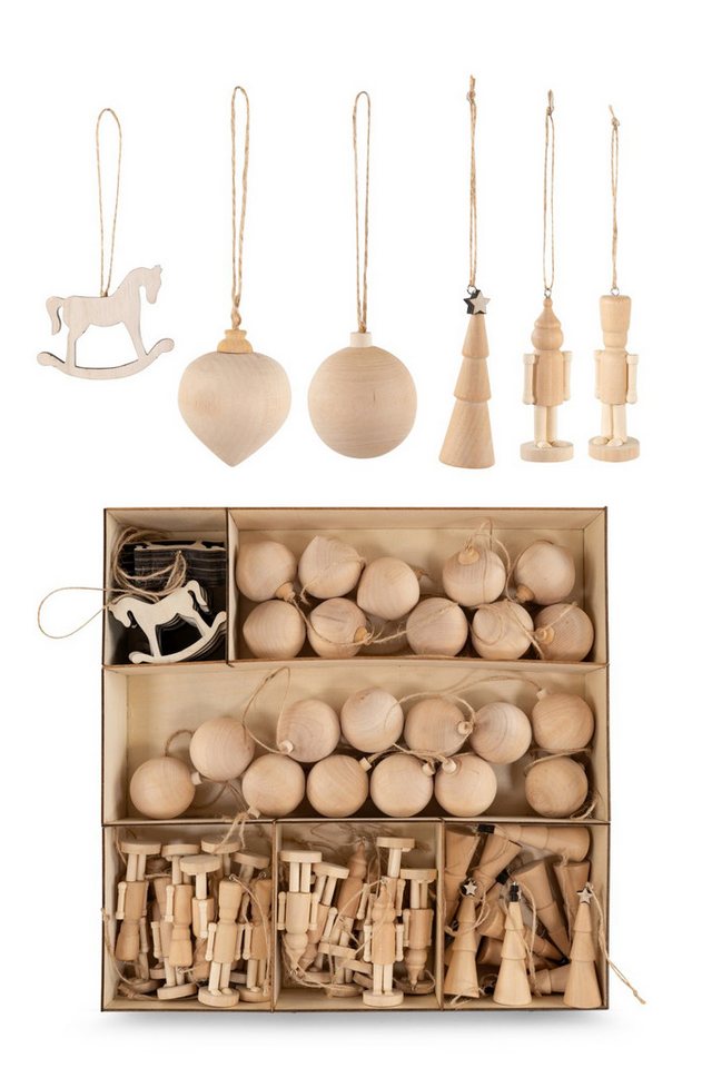 RIFFELMACHER & WEINBERGER Weihnachtsbaumkugel Riffelmacher Holz-Baumschmuck Set, 60-teilig, 6 RIFFELMACHER & WEINBERGER Weihnachtsbaumkugel Riffelmacher Holz-Baumschmuck Set, 60-teilig, 6 von RIFFELMACHER & WEINBERGER