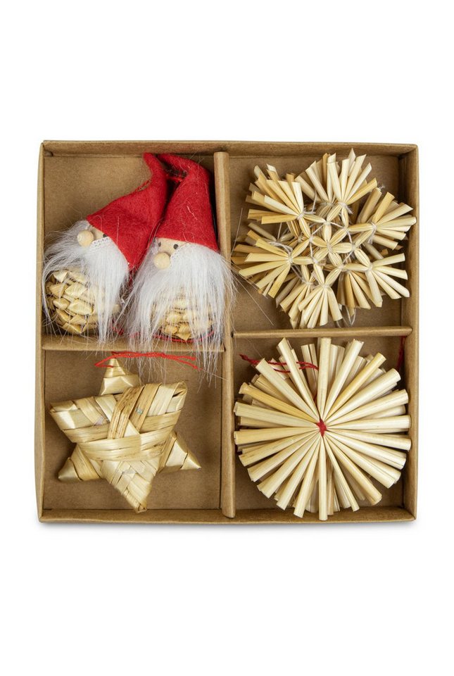 RIFFELMACHER & WEINBERGER Weihnachtsbaumkugel Strohartikel Hänger 12er Set, 6x6 cm, Natur, We von RIFFELMACHER & WEINBERGER