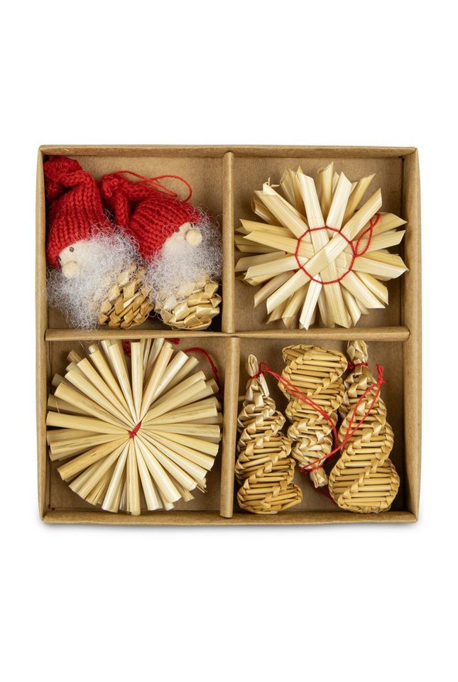 RIFFELMACHER & WEINBERGER Weihnachtsbaumkugel Strohartikel Hänger 12er Set, 6x6 cm, Natur, We von RIFFELMACHER & WEINBERGER