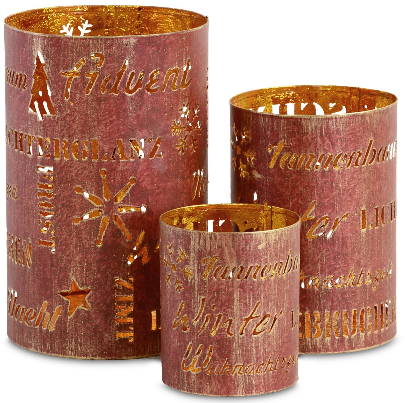 RIFFELMACHER & WEINBERGER Windlicht Weihnachtszeit, Weihnachtsdeko (Set, 3 St), mit Ausstanzung Motiv Buchstaben, 3-teilig, Laterne von RIFFELMACHER & WEINBERGER