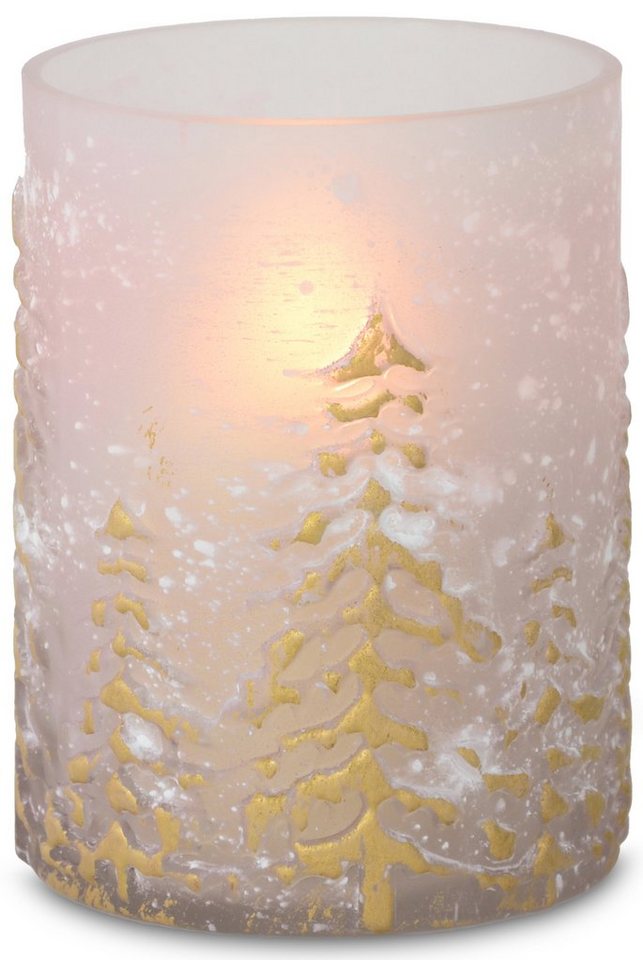 RIFFELMACHER & WEINBERGER Windlicht mit dekorativen Baum-Motiv, Weihnachtsdeko (1 St), Edle Strukturen im Glas, feiner Schimmer-Effekt, Kerzenleuchter von RIFFELMACHER & WEINBERGER