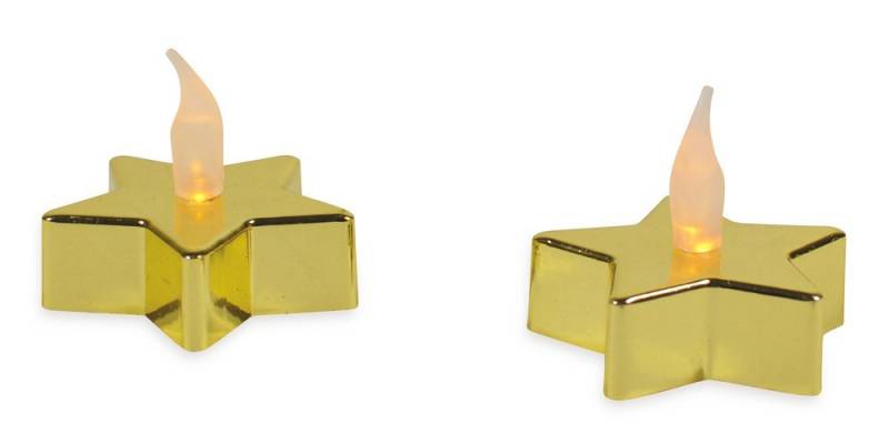 Teelicht Sternen Teelichter mit LED Silikonflamme - Gold oder Silber - Weihnachtsdekoration Tischdekoration (2-tlg), Batterien enthalten von RIFFELMACHER & WEINBERGER