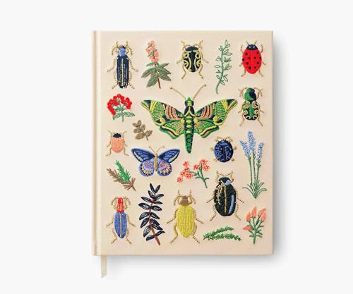 RIFLE PAPER CO. Curio Gesticktes Stoff-Skizzenbuch, 108 leere Seiten, Ripsband-Lesezeichen und flache Bindung, Buchstoffeinband mit 160 g/m² Skizzenpapier, 26 cm L x 21 cm B von RIFLE PAPER CO.