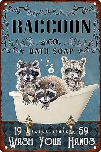 30,5 x 20,3 cm Wanddekoration Waschbär Bad Seife waschen Sie Ihre Hände Blechschild Vintage Wanddekoration Metallschild Cafe Badezimmer Badroom 30,5 x 20,3 cm Wanddekoration Waschbär Bad Seife waschen Sie Ihre Hände Blechschild Vintage Wanddekoration Metallschild Cafe Badezimmer Badroom von RIFOSA