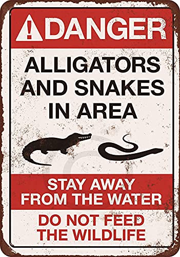 RIFOSA Metallschild mit Aufschrift "Danger Alligators And Snakes", Vintage-Stil, 15,2 x 20,3 cm RIFOSA Metallschild mit Aufschrift "Danger Alligators And Snakes", Vintage-Stil, 15,2 x 20,3 cm von RIFOSA