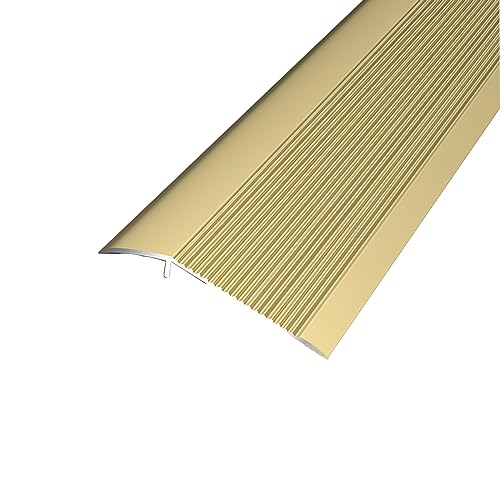 Aluminium Boden Übergangsleiste, Abschlussprofil Alu,rutschfeste Übergangsprofil, Höhenausgleich 15-45mm, Türschwellen Leiste, Fuß-Boden-Leiste Höhen-Ausgleich (Color : Gold) von RIFWOVE