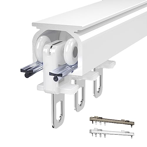 Gardinenschiene, Vorhangschienen Aus Aluminium Deckenschiene Deckenhalterung Vorhangschiene Mit Schienenvorhangsystem Raumteiler, Wohnmobil-Vorhang, Duschvorhang, Vorhangschienensystem (Color : White von RIFWOVE