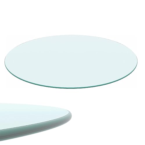 Glasplatte Rund Glastisch Tischplatte Aus Gehärtetem Glas Tisch Glasscheibe 7mm Dick, Tische Glasplatte Und Tischplatte Rund Gestalt, Glasboden, Perfekt Geeignet Als Tischplatte ( Size : CLEAR-85CM(34 von RIFWOVE