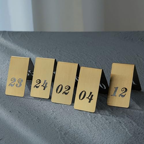 RIFWOVE 10/20/30... Stück Edelstahl-Tischnummern, Zelt-Stil, 6 X 3,5 cm, Doppelseitig, Restaurants, Tischnummern, Kartenschilder für Party, Bankette, Service, Empfänge, Einfache Sitzordnung(1-40) von RIFWOVE