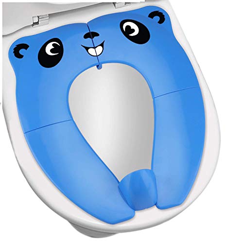 [Upgrade Version] Toilettensitz Kinder - RIGHTWELL Faltbarer Toilettensitz Kinder für Reise Töpfchen,Tragbar Reise WC Sitz Kleinkind Töpfchentrainer mit Aufbewahrungstüte (Blau) von RIGHTWELL