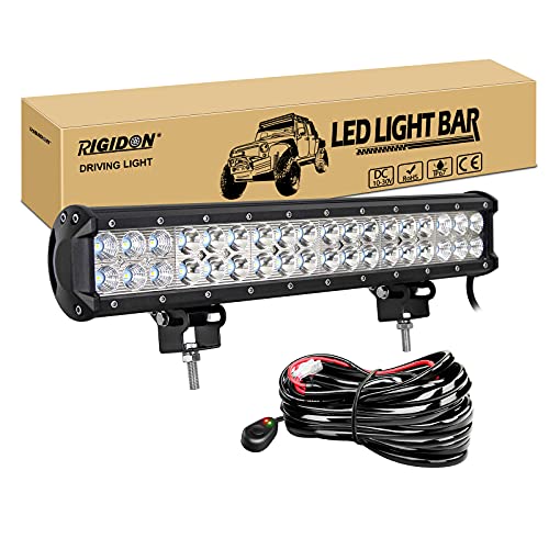 RIGIDON 18 zoll 45 cm 108W Led Lichtbalken mit kabelbaum 12V, Spot Flut-Combo-Strahl Arbeitsscheinwerfer bar für SUV Offroad ATV Traktor LKW 4x4 Auto, 6000K led nebelscheinwerfer, led scheinwerfer von RIGIDON