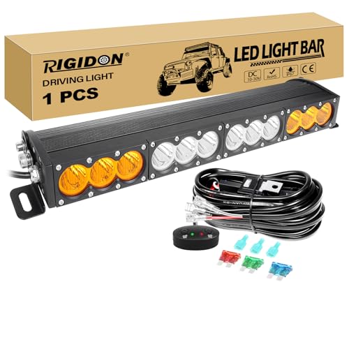 RIGIDON 1x 22 Zoll 63cm 120W Led Lichtleiste mit 12V Kabelbaum Kit, Wasserdicht Weiß Gelb Offroad Beleuchtung für Auto ATV LKW KFZ 4x4, Nebelscheinwerfer, Zusatzscheinwerfer, 2 Jahre Garantie RIGIDON 1x 22 Zoll 63cm 120W Led Lichtleiste mit 12V Kabelbaum Kit, Wasserdicht Weiß Gelb Offroad Beleuchtung für Auto ATV LKW KFZ 4x4, Nebelscheinwerfer, Zusatzscheinwerfer, 2 Jahre Garantie von RIGIDON