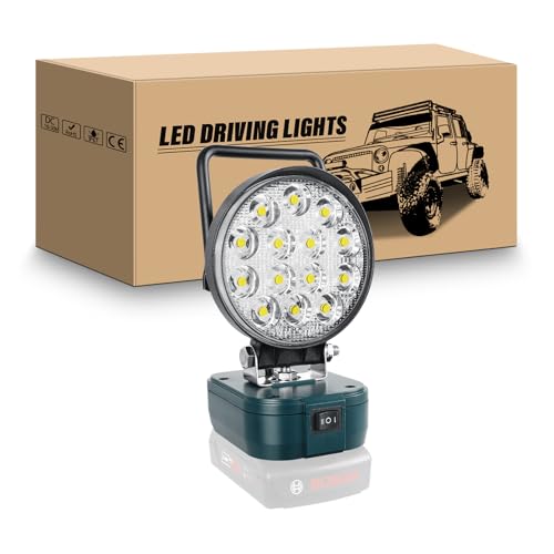 RIGIDON Akku Lampe für Bosch 18V, 42W Kabellose Led Arbeitsleuchte Akku, Led Strahler Tragbares Flutlichter Scheinwerfer für Baustelle, Camping, Werkstatt, Garage (kein Akku) von RIGIDON